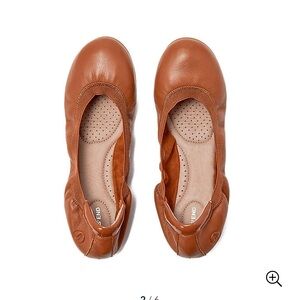 Lands End Slip on Comfort Elastic Ballet Flats leather shoes in Cognac or tan